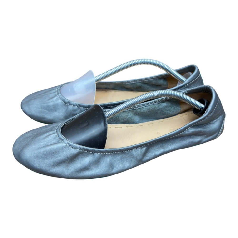 Tieks by Gavrieli Women's Size 9 Leather Ballet Flats Metallic Pewter Silver